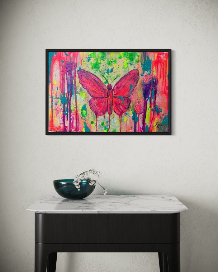 Neon Schmetterling im Rahmen – Bild 2