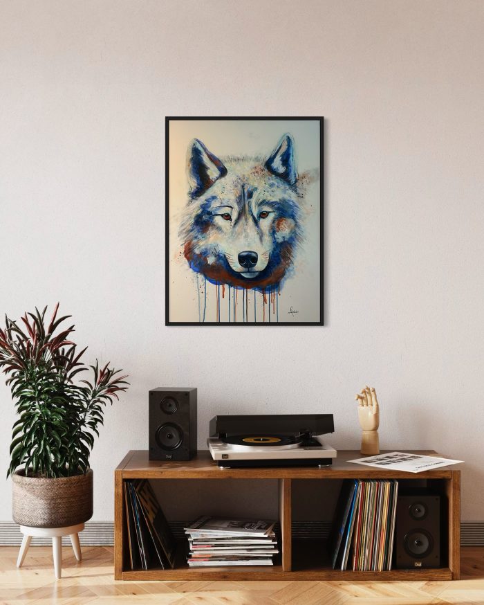 Abstraktes Wolfportrait im Rahmen – Bild 2