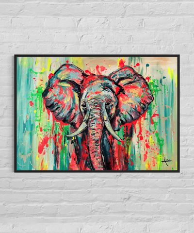 Farbenreicher Elefant in Großformat
