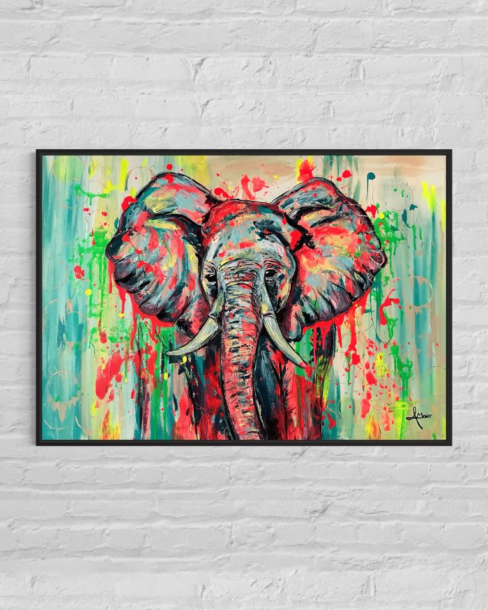 Farbenreicher Elefant in Großformat