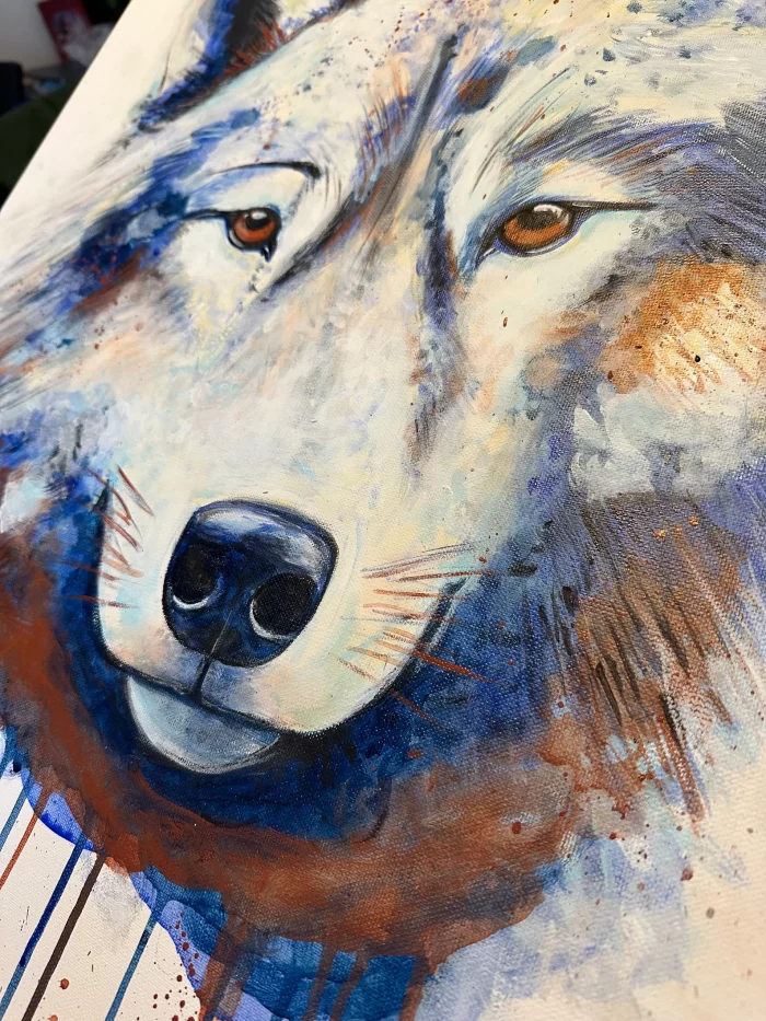 Abstraktes Wolfportrait im Rahmen – Bild 8