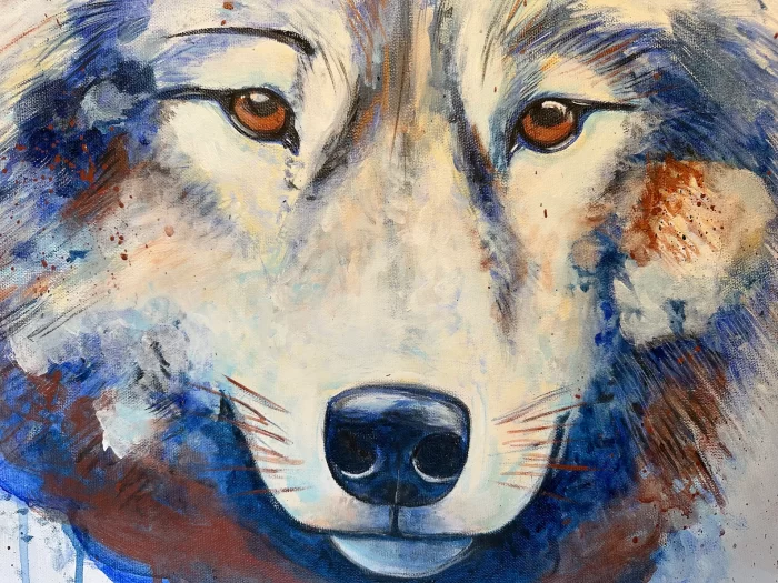Abstraktes Wolfportrait im Rahmen – Bild 5