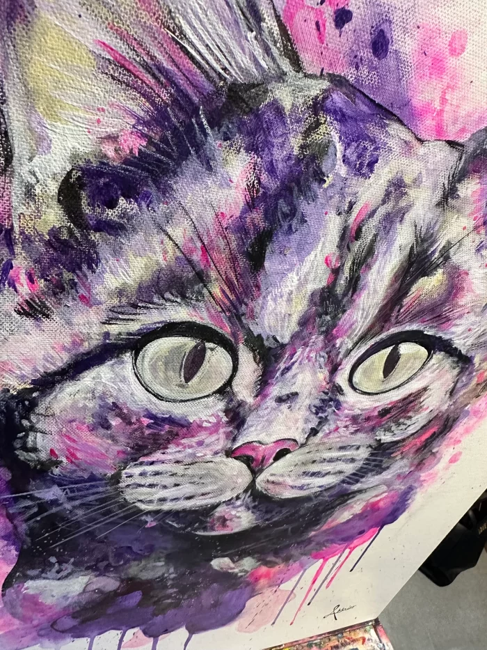 Neon Katzenportrait im Rahmen – Bild 7