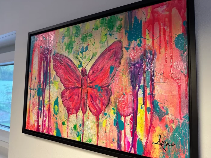 Neon Schmetterling im Rahmen – Bild 3