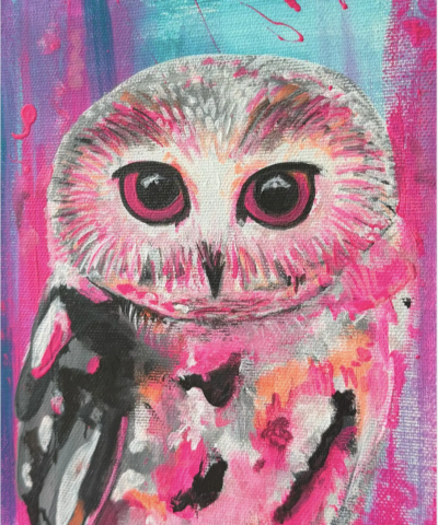 Postkarte: kleine bunte Eule