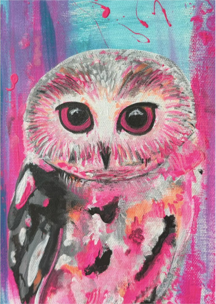 Postkarte: kleine bunte Eule