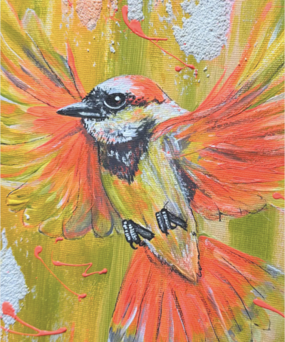 Postkarte: Fliegendes Vögelchen