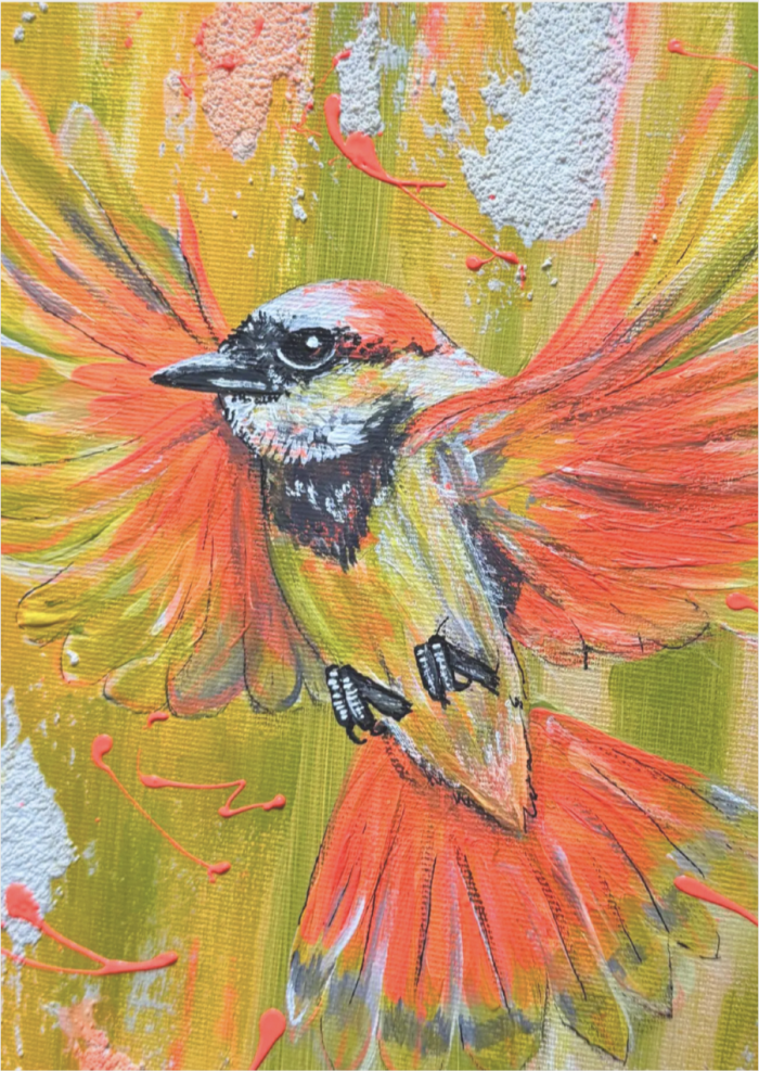 Postkarte: Fliegendes Vögelchen