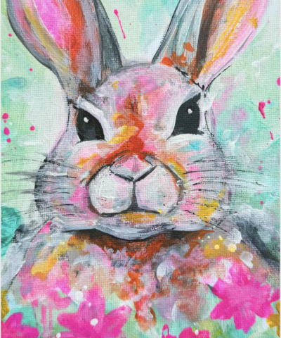 Postkarte: Bunter Hase