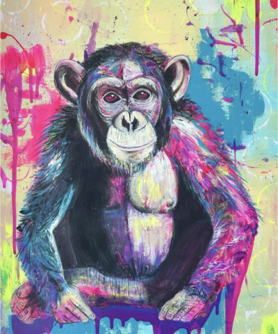 Postkarte: Bunter Affe