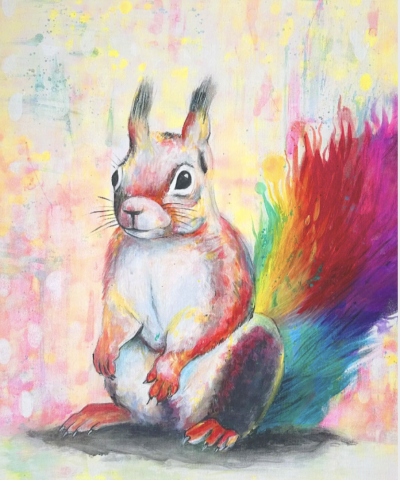 Postkarte: Buntes Eichhörnchen