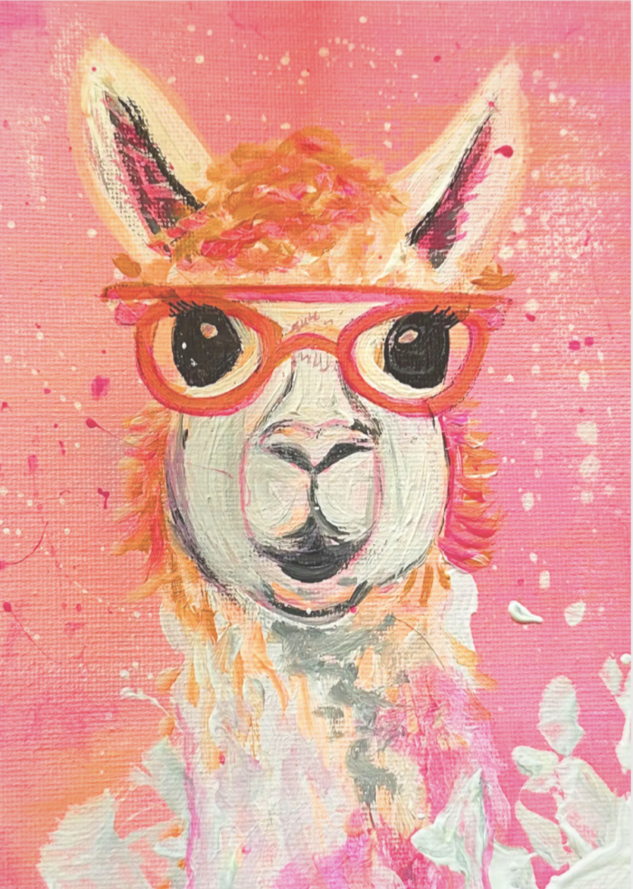 Postkarte: Pinker Alpaka