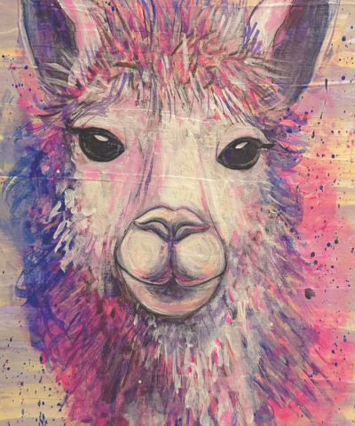Postkarte: Neon Alpaka