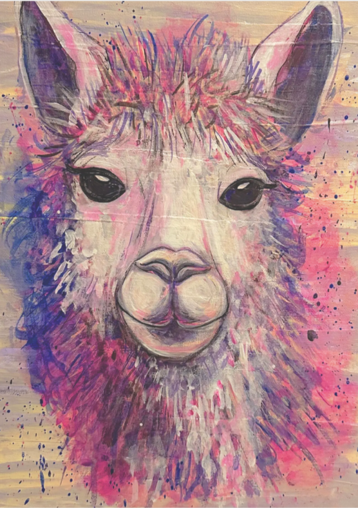 Postkarte: Neon Alpaka