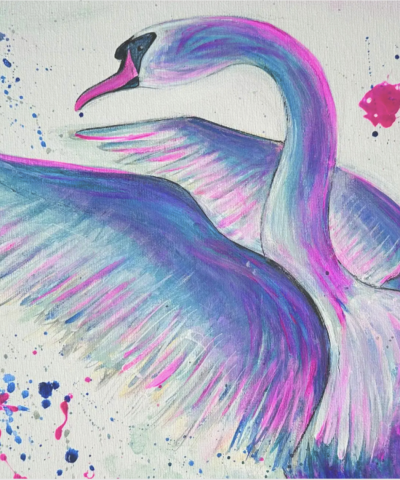 Postkarte: Lilaner Schwan