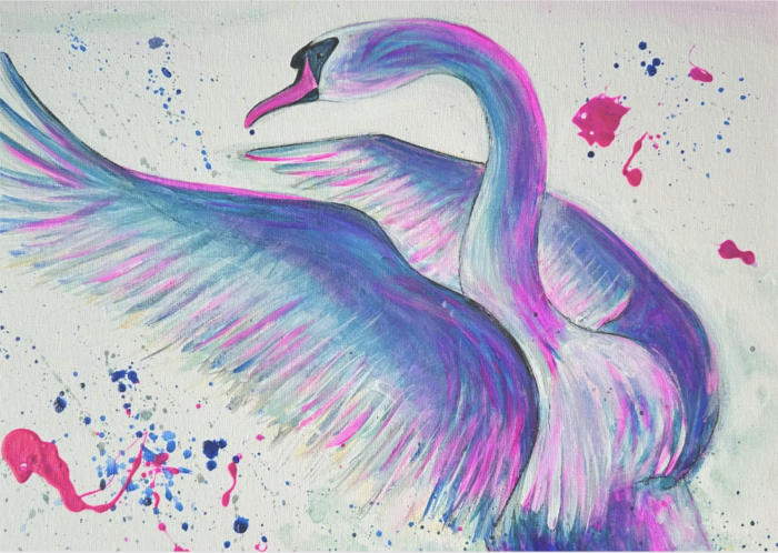 Postkarte: Lilaner Schwan