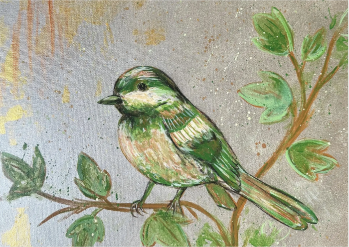 Postkarte: Champagner Vogel