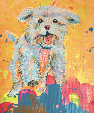 Postkarte: Springender Hund