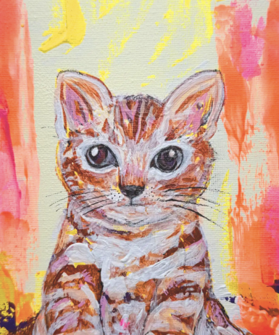 Postkarte: Goldene Katze