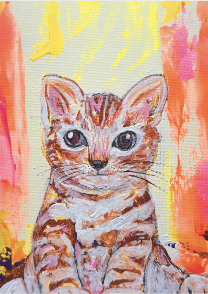 Postkarte: Goldene Katze