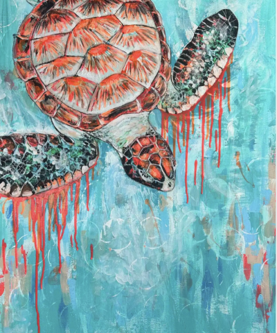 Postkarte: Tauchende Schildkröte