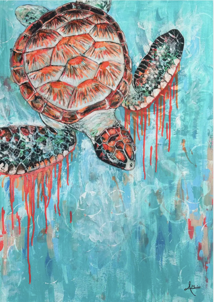 Postkarte: Tauchende Schildkröte