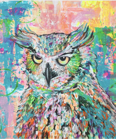 Postkarte: Bunte abstrakte Eule