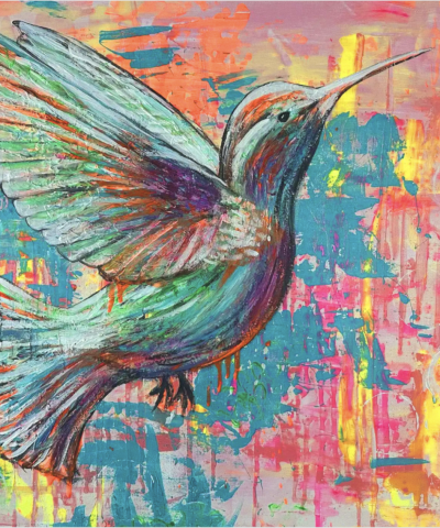 Postkarte: Kunterbunter Colibri