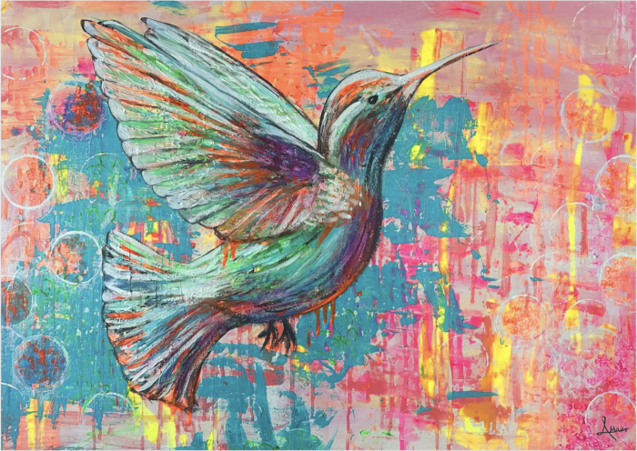 Postkarte: Kunterbunter Colibri