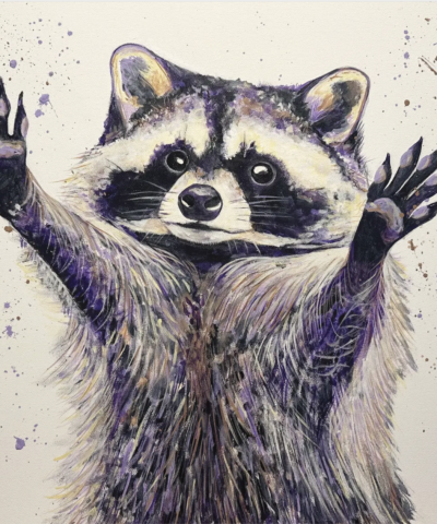 Postkarte: Party Waschbär