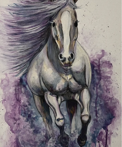 Postkarte: Lila Pferd