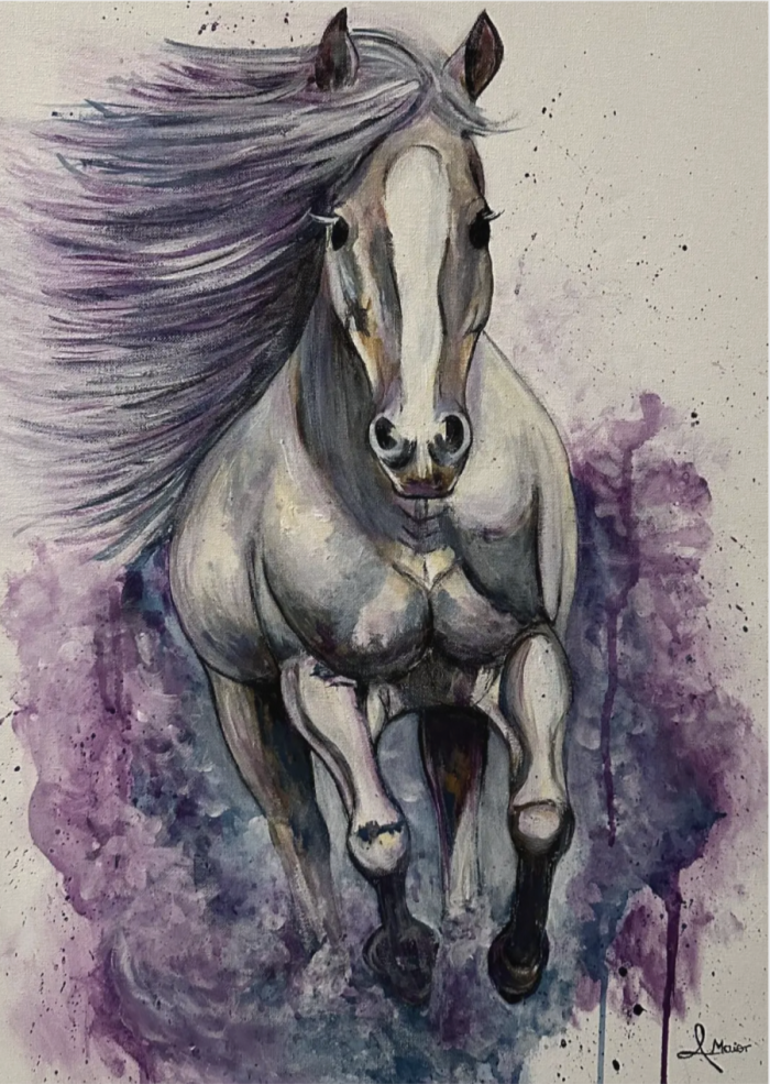 Postkarte: Lila Pferd