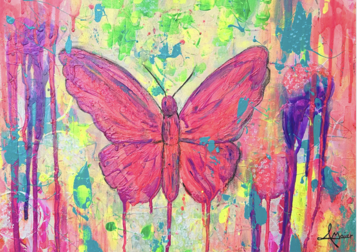 Postkarte: Neon Schmetterling