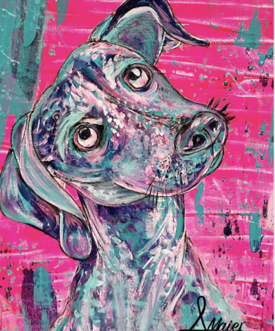 Postkarte: Pinker Hund