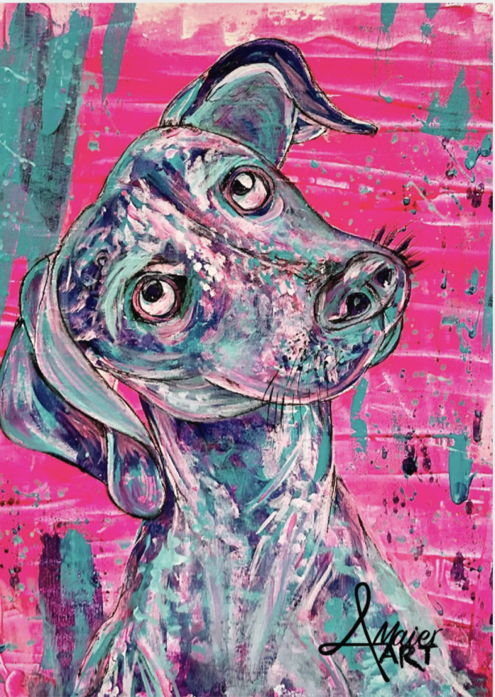 Postkarte: Pinker Hund