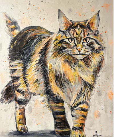 Postkarte: Goldene Maine-Coon-Katze