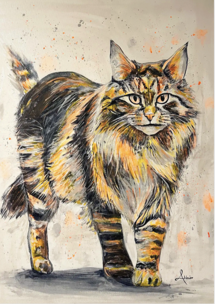 Postkarte: Goldene Maine-Coon-Katze