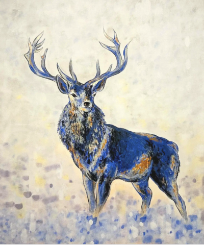 Postkarte: Hirsch im Nebel