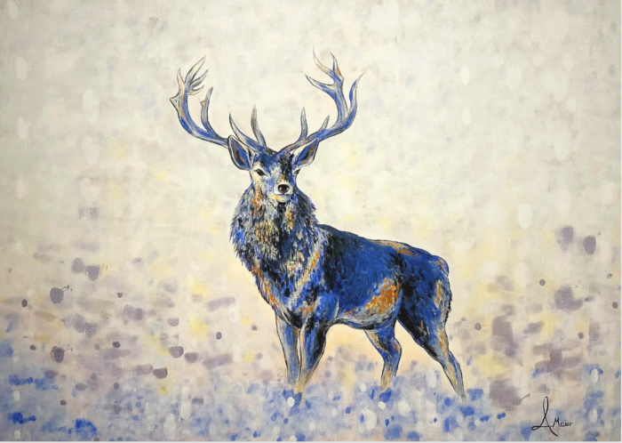 Postkarte: Hirsch im Nebel