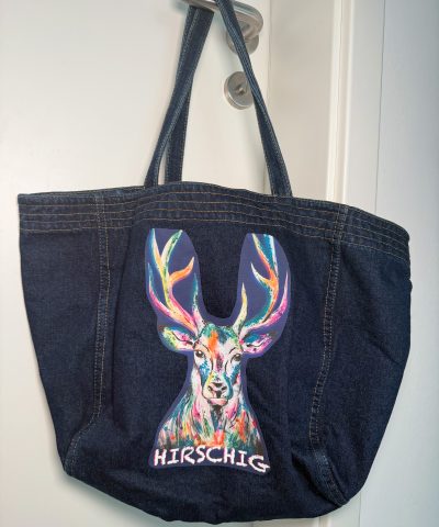 Großer Damen Shopper in Dunkel Denim - Hirsch