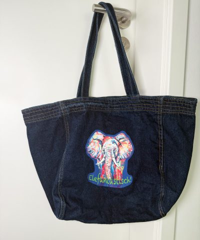 Großer Damen Shopper in Dunkel Denim - Elefant