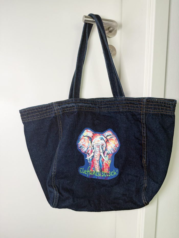 Großer Damen Shopper in Dunkel Denim - Elefant
