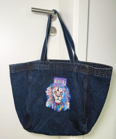 Großer Damen Shopper in Dunkel Denim - Löwe