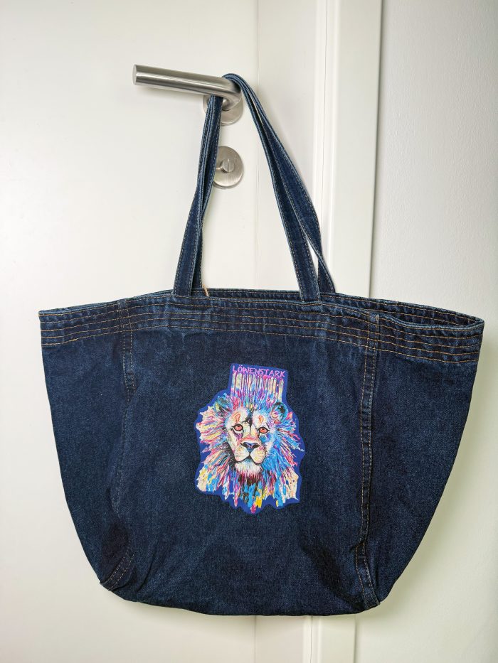 Großer Damen Shopper in Dunkel Denim - Löwe