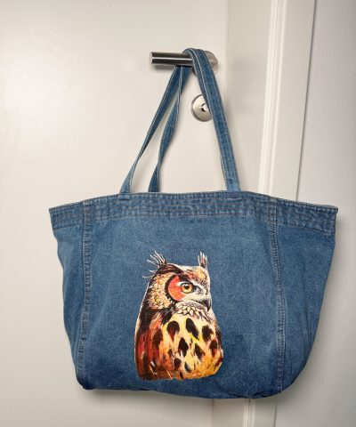Großer Damen Shopper in Denim - Eule
