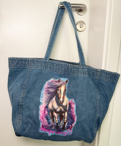 Großer Damen Shopper in Denim - Pferd