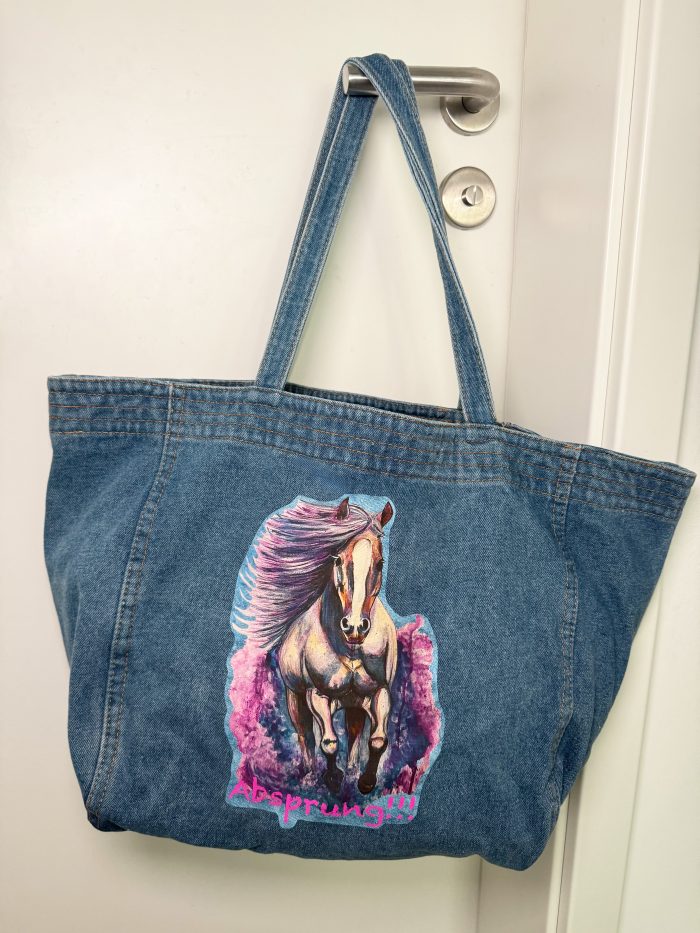 Großer Damen Shopper in Denim - Pferd