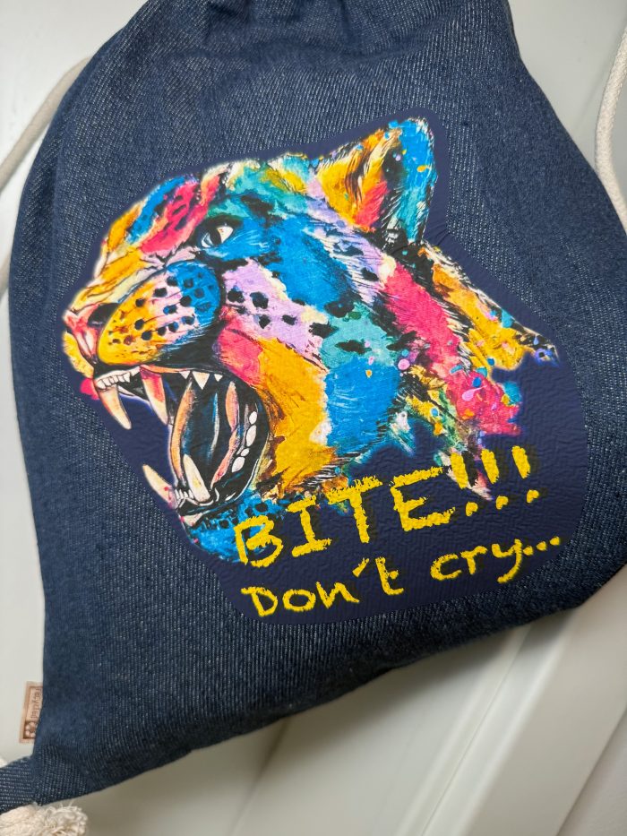 Denim Turnbeutel aus recycelter Baumwolle- Leo – Bild 2