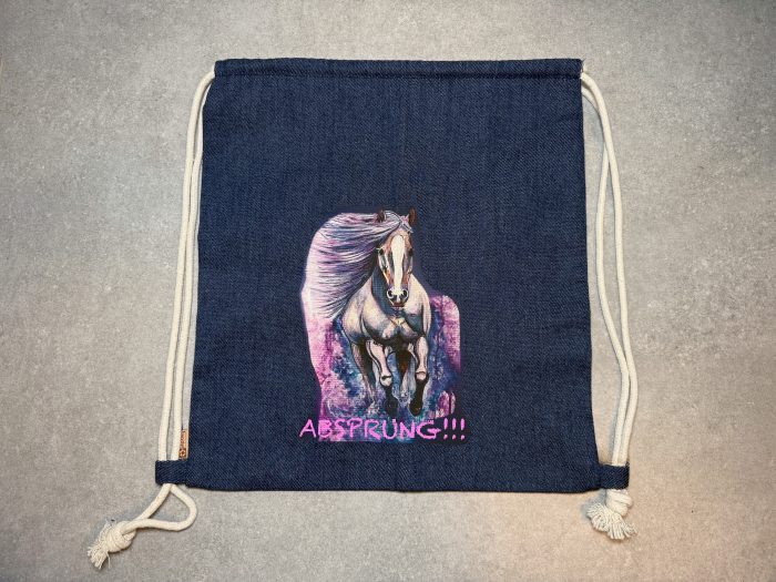 Denim Turnbeutel aus recycelter Baumwolle- Pferd – Bild 3