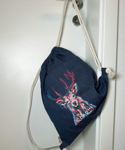 Denim Turnbeutel aus recycelter Baumwolle- Hirsch2